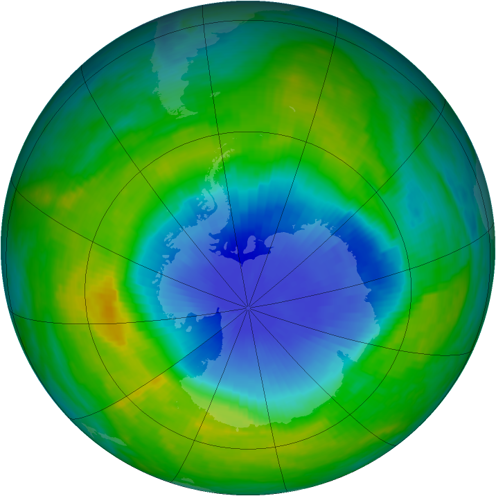 Antarctic ozone map for 18 November 1985